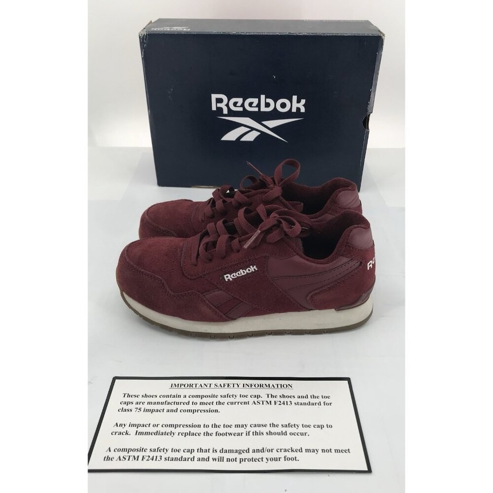Reebok Harman Womens Size 7 Burgundy White Composite Toe Safety Work Shoes